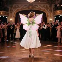 Fairy Wings With Green Leaves And Flowers, Butterfly Wing Cosplay Costume Accessory For Women - Hồng - Xem 5
