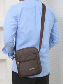 1 pieza Bolsa pequeña con cierre de cremallera de tela de nailon de unicolor, multicapa, mochila casual de moda, de mano, con correa para el hombro, adecuada para primavera, verano, otoño, uso diario, trabajo, negocios, compras - Multicolor - Ver 3