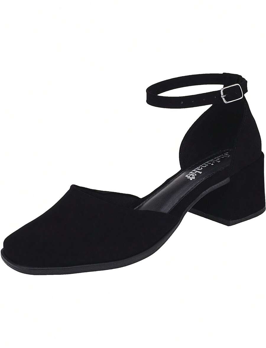 Women's Pumps Square Toe Mary Jane Doll Shekinah Evangelical Fashion Skirt And Blouse Christmas Fashion Casual PVC Buckle Party 2025 - 黑色 - 查看 1