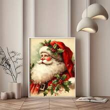 1pc Vintage Santa Claus Canvas Poster - Frameless Christmas Wall Art Decor With Santa'S Face Holiday Colors - Indoor/Outdoor Decoration For Living Room, Kitchen, Office - Perfect Christmas Gift For Home Decoration, Festive Artwork, Highquality Print, Seasonal Decorators