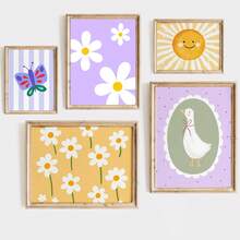 1 画框艺术/帆布墙画、儿童房墙面画廊、墙面装饰套装、儿童房装饰、儿童房艺术品、女孩艺术品、小女孩艺术品、儿童房装饰、画框墙面艺术、客厅绘画、房间装饰、家居装饰、墙面装饰、浴室装饰 - 彩色 - 查看 1