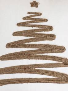 1 buc. Față de pernă decorativă de Crăciun, pânză brodată cu brad de Crăciun și frânghie, stil rustic pentru sufragerie, dormitor, cadou de sărbători