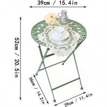 Outdoor Folding Metal Patio Side Table Weather Resistant Bistro Coffee Table Antique Round Picnic Table for Garden Decor Retro Dining Table White Green - Verde - Ver 2