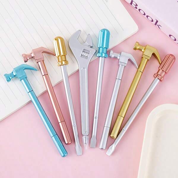 5pcs/3pcs/1pc Creative Tool-Shaped Neutral Pens, Student Stationery Prizes & Gifts, Colors And Styles Shown Are For Illustration Purposes Only, Actual Colors May Vary Slightly Due To Possible Light Scratches