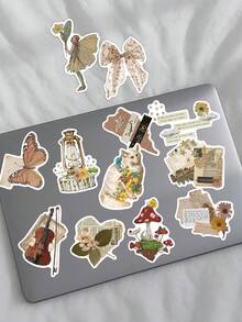 30 piezas de pegatinas vintage artísticas, hermosas y divertidas con diseños de mariposas y flores, perfectas para decorar cuadernos, portátiles, patinetas, guitarras, suministros para fiestas, maletas y sobres - Pegatinas de manualidades