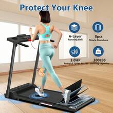 1PC Treadmill For Home, Treadmill With Handles, 3.0HP Portable Foldable Treadmills For Home,Walking Pad Treadmill With Handle Bar, Folding Compact Treadmill For Small Space,LED Dispay, 300LBS Capacity,Family Gift - 美規B型插(110-127V) - 查看 5
