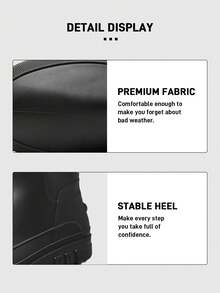 Men's Rain Boots, Thermal Lined For Winter, Warm, New Black Design, Suitable For Rainy Days, Outdoor Fishing, Construction Sites, Work Boots, Men's Work Shoes, Fashionable Casual, Adult Men's Garden, Farm, Construction, Easy To Clean And Mud-Resistant, Men's Rain Shoes - Black - View 7