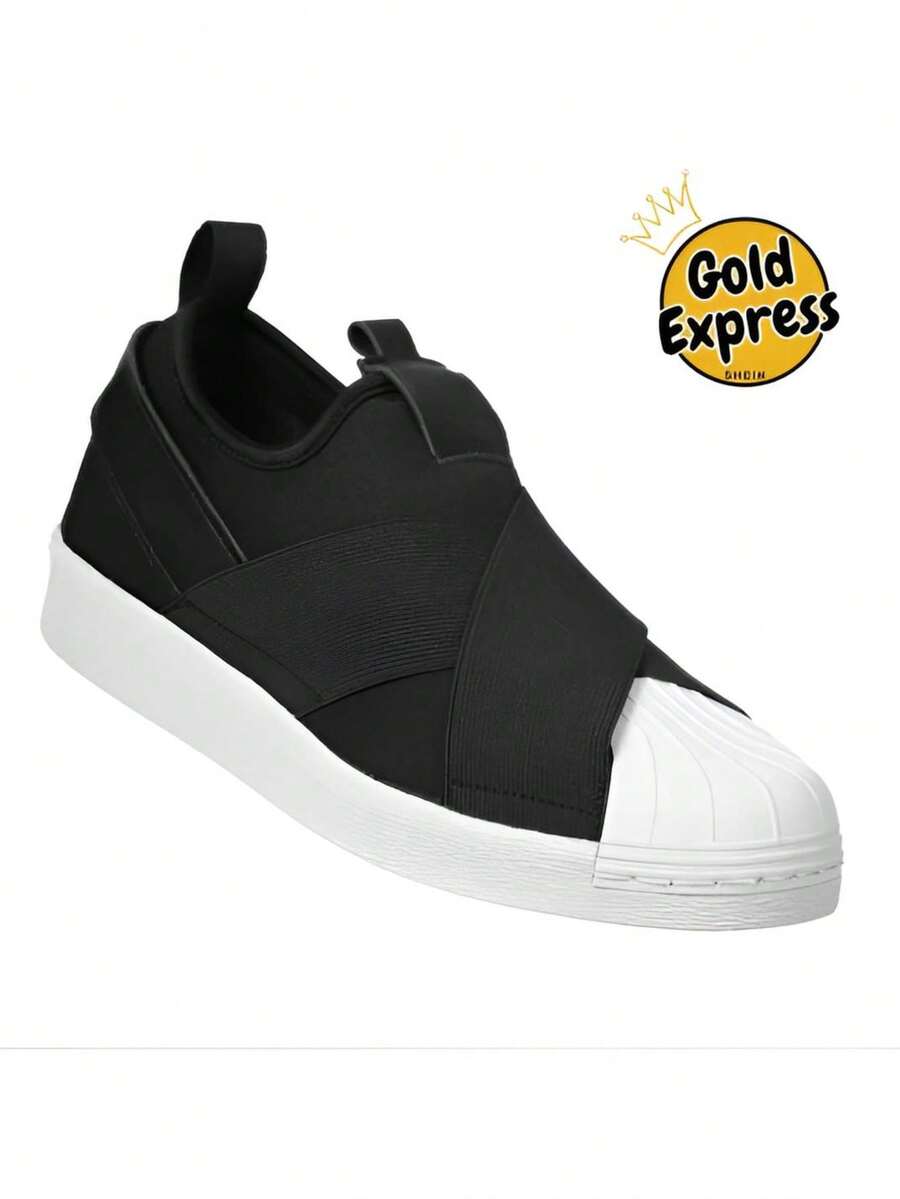 Women's Sports Sneakers Slip On Elastic Casual White Black 34 To 39 Soft And Light Comfortable Express Shipping! - 黑與白 - 查看 1