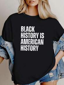 180g pure Cotton Black History Shirt, Afro Wo Shirt, Black Equality Shirt, Black History Month, American History Shirt, Black Wo Gift, Hu Rights streetwear Casual Stretched Top For Everyday Wear Soft Versatile female women Slightly Stylish Summer fashion Comfortable - Negro - Ver 1