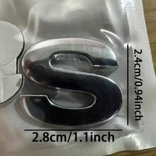 Car English Letter Metal Car Logo Trunk Sticker Number Plate Car Tail Decoration Car Body Sticker Modified Engine Capacity Label - Silver - View 12