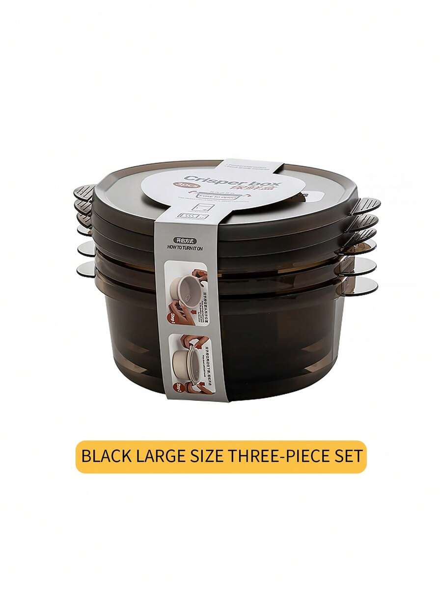 3个圆形可重复使用食品储存容器，适用于冰箱和微波炉 - 彩色 - 查看 1