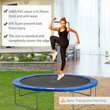 SOOZIER 14FT Trampoline Pad Replacement, Φ168" Spring Cover, Water-Resistant Universal Round Trampoline Safety Pad, No Holes For Pole, Blue - Blue - View 6