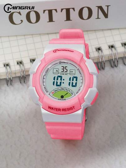 MINGRUI 3ATM Waterproof Multi-Function Electronic Watch, Luminous Alarm Clock Timer, Casual Children's Watch, Gift For Kids, School Supplies