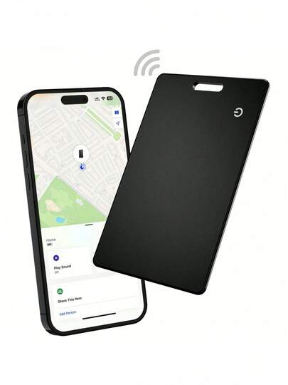 Wallet Tracker Card (IOS Only) - Slim Rechargeable 1.8mm Thin Tracker, Airtag Wallet IP68 Waterproof, Apple Find My Luggage Tags, Item Finder With Key Chain Hole (1 Pack - IOS)