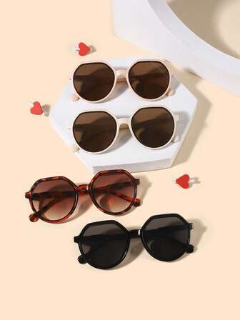 1Set 4 PCS Boy's Girl's 9-14Y Acrylic Casual Geometric Frame Fashion Glasses,Lightweight Tinted Lens Y2K Glasses For Travel Accessories And Daily Clothing Decor
