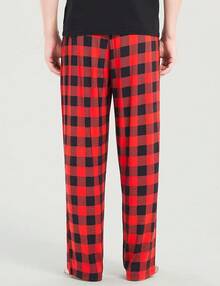 Mens Pajama Pants - Viscose Made From Bamboo, Soft Sleep Pants Comfy Drawstring Lounge Bottom With Pockets Sweatpantshalloween - Red Plaid - View 4