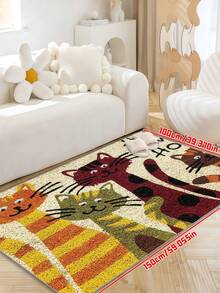 Covoraș de intrare lavabil, design Cat's Sweet Home, rezistent la murdărie, ușor, lavabil, covoraș din poliester cu suport din cauciuc antiderapant, covor de interior, lavabil la mașină, potrivit pentru intrare, cameră, grădină, decor pentru casă