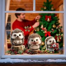 1/2pcs Cute Little Hedgehog Static Window Kitchen Or Living Room Decoration Beautify Glass Vinyl Decal Winter Christmas Party Decoration Wall Decor Wall Stickers Wall Sticker Stickers Home Decor Christmas Decorations Christmas Decoration Christmas Decorations Home
