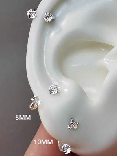 1 st C-formad Zironia öronpiercingskruv CZ rostfritt stål helixpiercing broskörhänge örsnibbpiercing 16G öronsnål