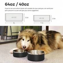 Stainless Steel Dog Bowls For Small Medium Sized Dogs Non Slip,Insulated Dog Bowl,Pet Bowl For Food And Water,Rustproof(40oz,Black){"Size_name":"40oz","Color_name":"Black"} - đen - Xem 6