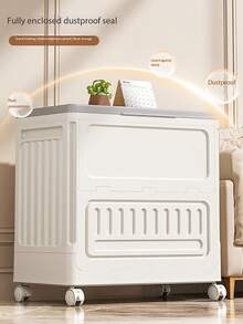 1个可折叠大容量带盖储物盒，适用于卧室、衣橱、衣柜和客厅；优质便携式塑料收纳盒，可存放被子、衣物、玩具、床上用品及其他杂物；坚固耐用的可移动储物盒，带盖设计，防尘、节省空间、方便取用，助您轻松整理家居；是季节性清洁和日常收纳的理想之选。