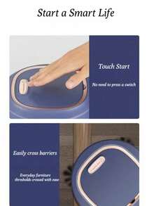 Robot Aspirador Barredora Robot Aspirador Limpiador Automático de Mopa de Piso Barredora 3 EN 1 Limpiador de polvo inteligente con aspiradora, Robot Barredora, Robot Aspirador Automático, Barrido, Fregona y Aspiradora, Robot de Barrido Recargable Robot Aspirador Inteligente Multifuncional Máquina de limpieza de eliminación de polvo y ácaros eficiente de barrido recargable,  Máquina barredora de limpieza para el hogar seco húmedo de doble uso para oficina en casa - azul - Ver 9