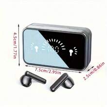 TWS 无线入耳式耳机，带 LED 显示屏充电盒，优质无线耳塞，带触摸控制，防噪麦克风，电池寿命长 - 时尚光泽镜面效果 - 多色 - 查看 5