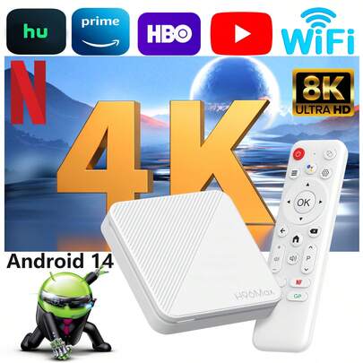 TUOGTCI H96MAX H618 PLUS TV Box, Android 14, 0, BT5, 4 Allwinner H618, compatible con decodificación de video 8K, 4K HD WIFI6, reproducción multimedia, compatible con HDD, disco USB, mouse/teclado inalámbrico 2.4G, correo electrónico, kit de oficina, etc.