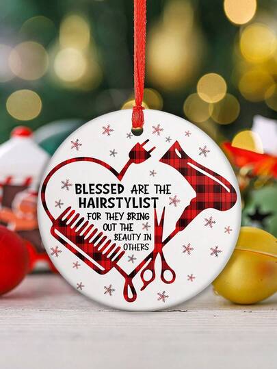 1pc, Are The Hairstylist, Hair Stylist Ornaments, Ceramic Hairdresser Hair Stylist Xmas Ornament, Hairstylist Comb Hair Dryer Scissor Ornament Gift, Best Hair Stylist Ornament, Tree Hanging Ornament Decoration,Home Decor ,Room Decor,Wall Decor Gifts Birthday Graduation