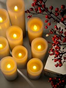 4/12 Flickering Flameless LED Candles With Remote Timer, 3D Flame Effect, Warm Glow Creates Romantic Atmosphere, Home Decor, Halloween And Christmas Decorations, Romantic Mood Lighting | Realistic Candle Design | Battery-Operated Candles, Candle Holders - 白色 - 查看 6