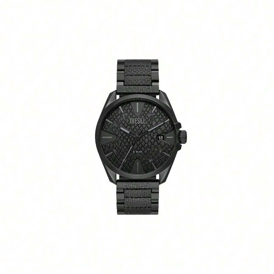 Diesel Reloj cronógrafo para hombre Diesel Armbar, esfera negra con correa de acero inoxidable, reloj deportivo casual resistente al agua para uso diario y estilo