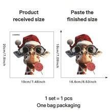Self-Adhesive Removable PVC Giraffe With Santa Hat & Glasses Christmas Window Stickers - Removable Decals With Expressive Eyes & Spots For Home, Party, Store Displays - Easy & Stick Holiday Decorations (No Residue) - Festive Candy-Cane Design With Red & White Spots, Durable Plastic Material For Indoor/Outdoor Use, Perfect For Christmas Window & Wall Decor & Switch Sticker Christmas Decoration XMAS Decor Christmas Tree Gift Decor Thanksgiving Wedding Home Decor Home Decor Fall Decor Autumn Decor Birthday Decorations For Gifts Party Supplies Indoor Holiday Festival Decor Halloween Decor Wall Decor Halloween Ornaments - Multicolor - View 6