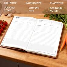 150 Page Recipe Book With Waterproof Wood & Brown PU Cover - Metal Corner Protection For Durability | Aesthetic Blank Cookbook Journal To Organize Recipes | Rustic Cooking Gift For Chefs,School Supplies,Back To School