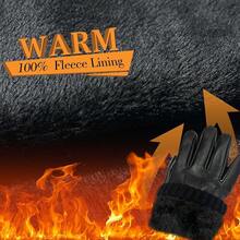 SANKUU Black Leather Gloves For Men, Winter Warm Touchscree Cycling Gloves Outdoor Riding Warm Linner Waterproof Gloves - 大號-黑色 - 查看 2
