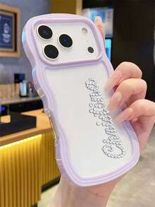 Personalized Name Letters Name Rhinestone Pattern Customized Transparent Compatible With IPhone 17 16 15 14 13 Pro Max Shockproof Protective Cover,Season Picks,2025phonecase