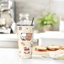 "Jeder Dudu braucht einen Bubu!" 1,2 l süße Thermotasse - Valentinstag/Muttertags Geschenk, Edelstahl Reisebecher mit Panda & Bär Aufdruck, hält Getränke heiß/eiskalt, doppelwandig Vakuum, auslaufsicher