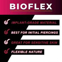 16g 16 Gauge 1.2mm 1/4 Inch 6mm Flexible Acrylic Lip Bar Labret Ball Ring Ear Tragus Stud 8Pcs - 黑色 - 查看 4