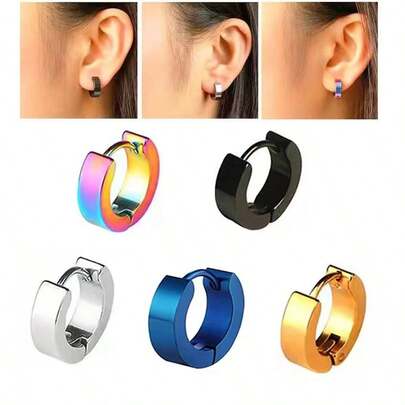 Popular Clip-On Earrings, Titanium Steel Round Earrings For Men And Women