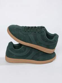 女士透气休闲平底运动鞋 - 綠色 - 查看 1