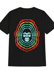 Men'S Casual Round-Neck T-Shirt, Print Design Men'S Top, A Gift For Men. - Black - View 1