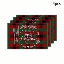 Set de 1/4/6 piese de șervețele imprimate cu tematică de Crăciun, imprimeu modern din fibră de poliester pentru bucătărie/masă, potrivit pentru decorarea de Crăciun în restaurante și bucătării.