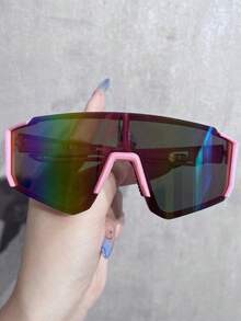 1 件/3 件/5 件男士大框运动有色镜片时尚无框骑行护目镜，驾驶运动眼镜带变色镜片，适合户外旅行 - 紅色 - 查看 9