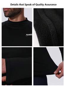 男士保暖内衣，秋冬季保暖内衬保暖底层衬衫，适合户外运动、滑雪、狩猎、寒冷天气保暖