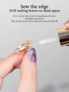 RS NAIL RSNAIL Sealing Gel With Precision Lining Pen, Transparent Edging, Suitable For Chrome Powder, Rhinestones & Other Nail Art Decorations, 3D Stereoscopic Effect, Gems & Diamonds, UV/LED Curing, Meets Salon & Home Manicure DIY Design Needs - Clear - View 4