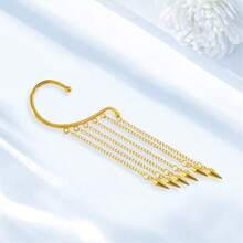 Multi Gold Silver Punk Long Tassel Chain Cone Bullet One Ear Cuff 316L Stainless Steel Barrel Nails Crawler Climer Dangle Drop Earring For Women Statement#SSDD B BJNHMJ