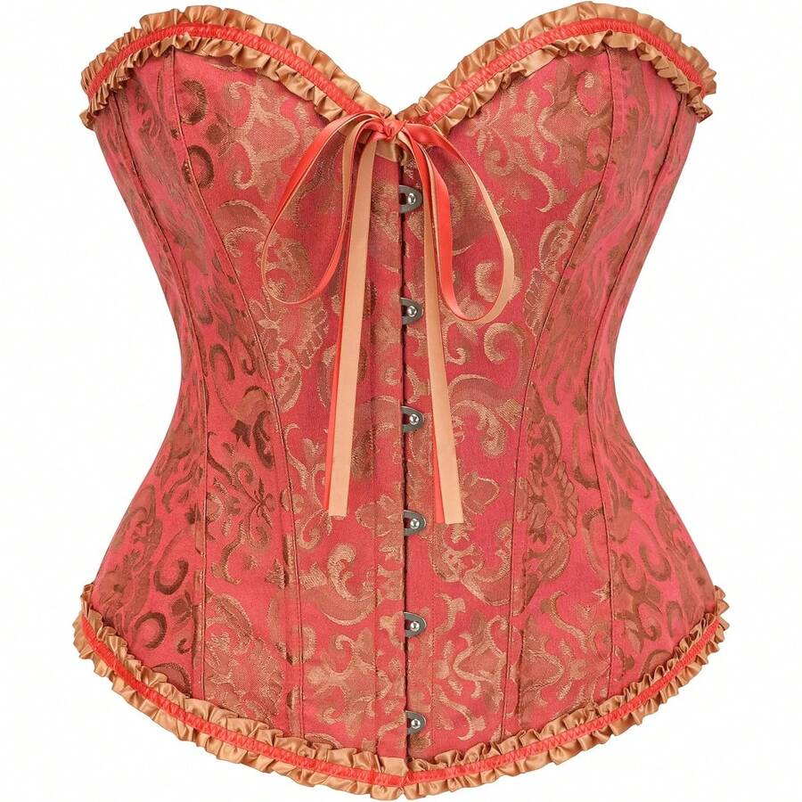 Women's Waist Cincher Bustier Boned Corset With Design In 2025 - 紅色和黃色 - 查看 1