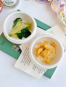 1 Piece Korean Style Ceramic Ins Small Round Bowl Plates Set, Mini Yogurt Oatmeal Bowl, Simple And Stylish Dessert/Uit Salad/Rice/Noodle Bowl, Suitable For Restaurants,Kitchen Accessories, Used To Hold Various Party, Gathering, Snack Shop, Food, Home Decoration