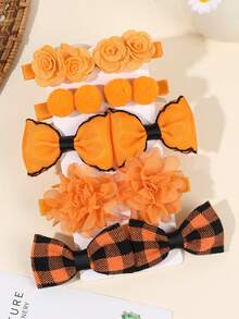 10pcs Orange Hair Bows For Girls Orange Flower Bow Barrettes Gingham Bow Hair Clips Orange Grosgrain Ribbon Bow Hairpins Fashion Bow Clips Alligator Clips Casual Daily Headpiece Kids Baby Fall Hair Accessories