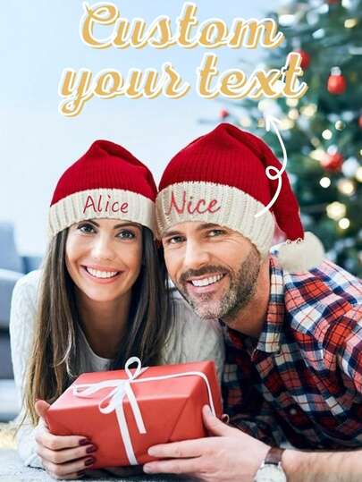 Custom Santa Claus Hats, Christmas Beanie Hats, Personalized Santa Claus Hats, Dinosaur Hats Christmas Party Hats, Santa Claus Hats, Red Knitted Baseball Hats, Suitable For Family, Solid Color, Winter Hats, Christmas Decorations, Christmas Gifts