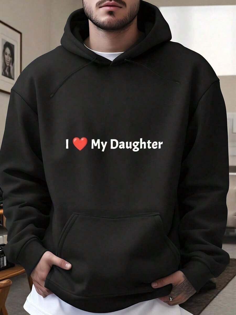 Mens Black Oversized Graphic Hoodies Sweatshirts Fall Fashion 2025 Pullover Sweaters Winter Casual Clothes I Love My Daughter Printed On Hoodie Men's Letter & Graphic Print Long Sleeve Drawstring Hoodie Fall Clothes Funny Party Gift For Men Men  Size S-3XL,Fall Hoodies,Men's Fall Clothes,Street Wear,Halloween,Mens Hoodies,Y2k Clothes,Jesus Hoodie,Thanksgiving Day,Nightmare Before Christmas,Christmas - Black - View 1